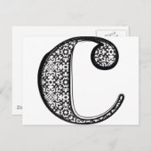 Mode lettertype, letter c briefkaart (Voorkant / Achterkant)