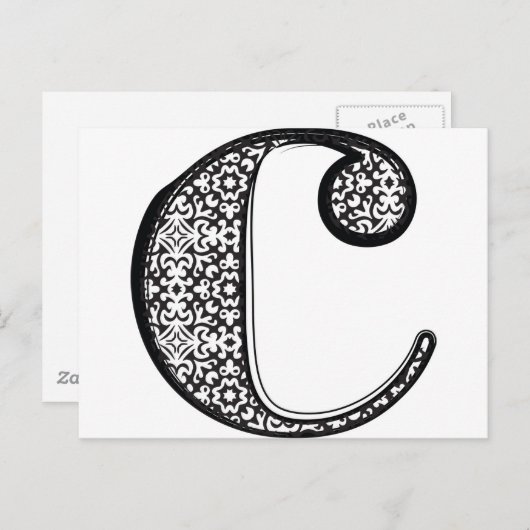 Mode lettertype, letter c briefkaart (Voorkant / Achterkant)