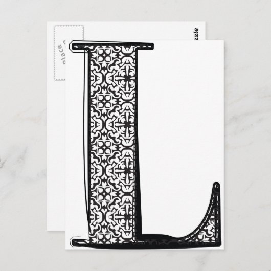 Mode lettertype, letter L Briefkaart (Voorkant / Achterkant)