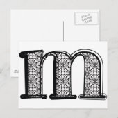 Mode lettertype, letter m briefkaart (Voorkant / Achterkant)