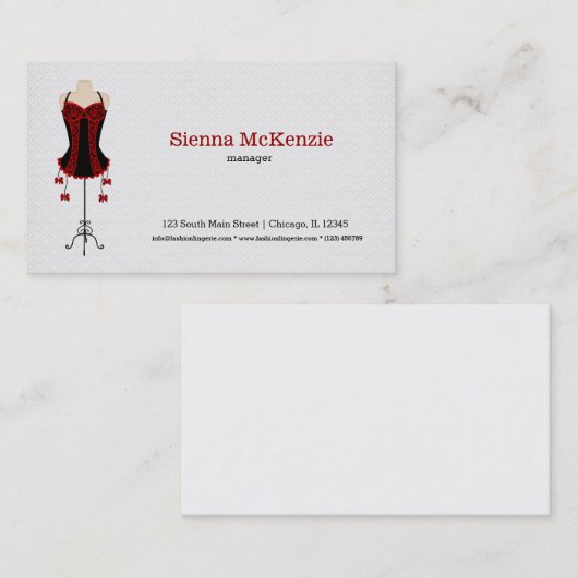Mode Lingerie (rood) Visitekaartje (Voorkant / Achterkant)