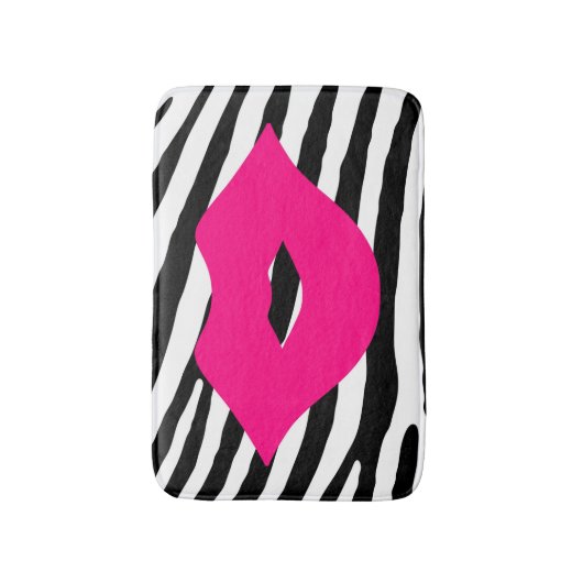 Mode lippen kus roze girale zebra glamour badmat (Voorkant Verticaal)
