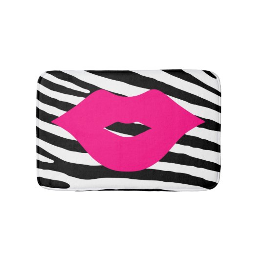 Mode lippen kus roze girale zebra glamour badmat (Voorkant)