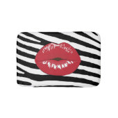 Mode lippen zebra glamour wit en zwart badmat (Voorkant)