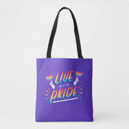 Mode Live met trots regenboogvlag gay tote Bag