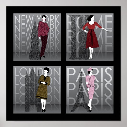 Mode Londen, New York, Parijs en Rome Poster (Voorkant)