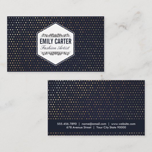 Mode | Luxemburg | Diepblauw goudpatroon Visitekaartje (Voorkant / Achterkant)