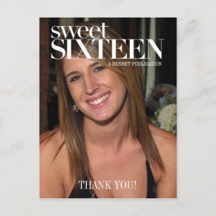Mode Magazine Foto Sweet Sixteen Party Bedankt Briefkaart