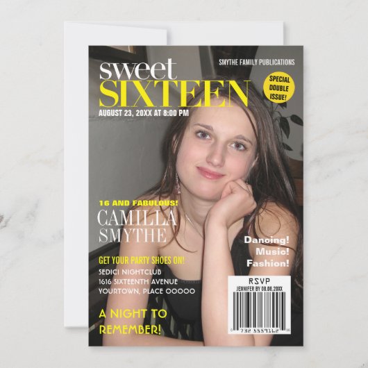 Mode Magazine Juist Hoesje Sweet Sixteen Partij Kaart (Voorkant)