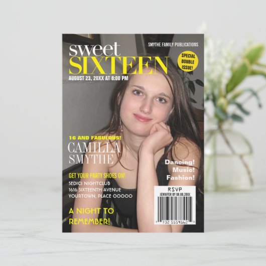 Mode Magazine Juist Hoesje Sweet Sixteen Partij Kaart (Staand voorkant)