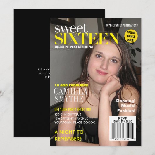 Mode Magazine Juist Hoesje Sweet Sixteen Partij Kaart (Voorkant / Achterkant)