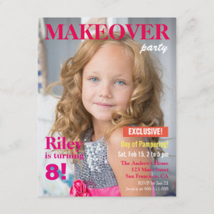 Mode Magazine Makeover Girls Verjaardagsfeest Kaart