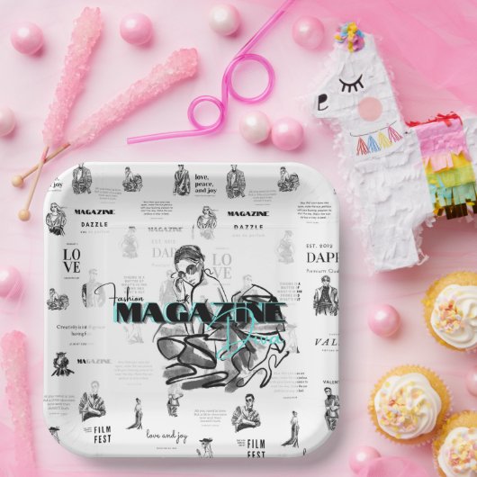 Mode magazine vrouwen papieren bordje (Feest)