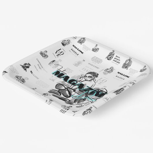 Mode magazine vrouwen papieren bordje (Gebogen)