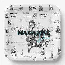 Mode magazine vrouwen papieren bordje