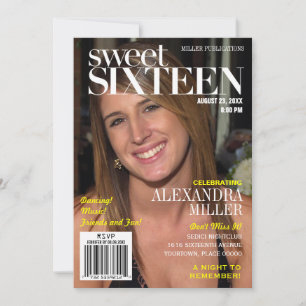 Mode Magazine Yellow Sweet Sixteen Party Kaart