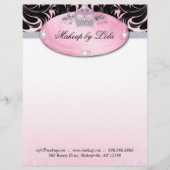 Mode Makeup Artist Letterhead Crown Pink Briefhoofd Sjabloon (Voorkant)