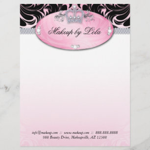 Mode Makeup Artist Letterhead Crown Pink Briefhoofd Sjabloon