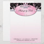 Mode Makeup Artist Letterhead Crown Pink Briefhoofd Sjabloon (Voorkant / Achterkant)