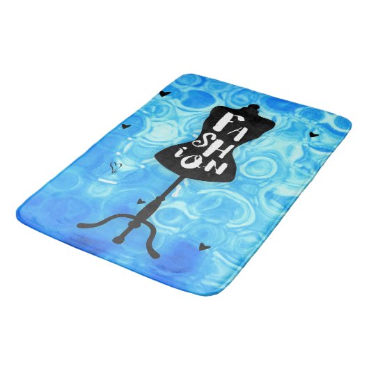 Mode Mannequin Standaard Blauwe Retro  Badmat (Gekanteld)