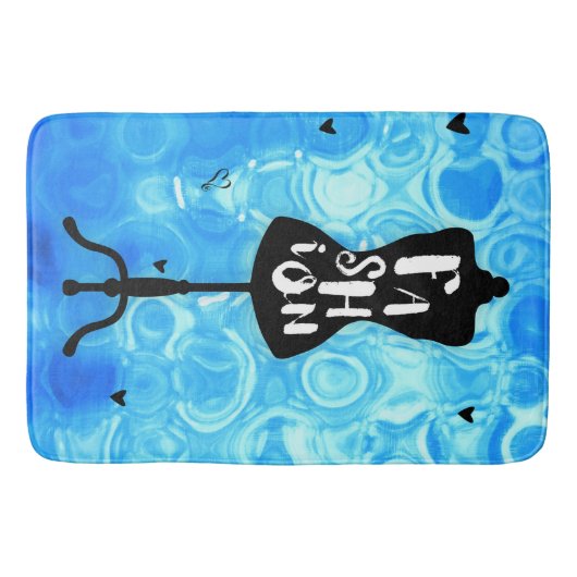 Mode Mannequin Standaard Blauwe Retro  Badmat (Voorkant)