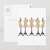  mode-mannequins, oude kleding briefkaart (Voorkant / Achterkant)
