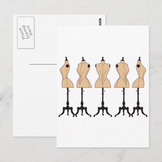  mode-mannequins, oude kleding briefkaart (Voorkant / Achterkant)