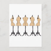  mode-mannequins, oude kleding briefkaart (Voorkant)