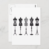  mode mannequins silhouettes briefkaart (Voorkant / Achterkant)