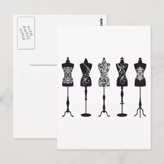  mode mannequins silhouettes briefkaart (Voorkant / Achterkant)