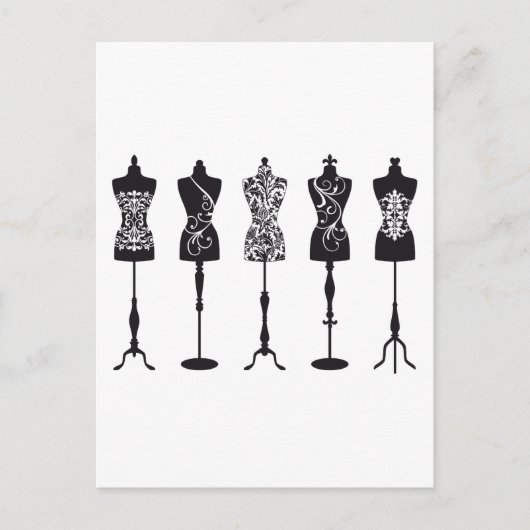  mode mannequins silhouettes briefkaart (Voorkant)