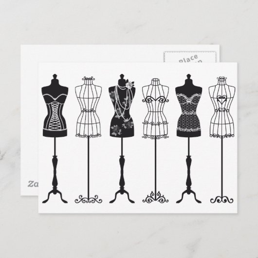  mode mannequins silhouettes briefkaart (Voorkant / Achterkant)