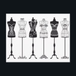 mode mannequins silhouettes briefkaart<br><div class="desc">mode mannequins silhouettes,  kleerdummy,  vormen van draadkleding,  illustratie van kunst,  vectortekening</div>
