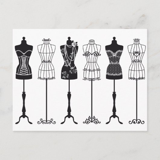  mode mannequins silhouettes briefkaart (Voorkant)