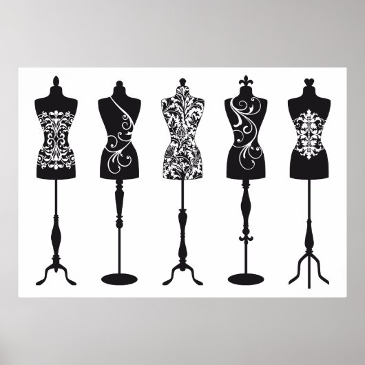 mode mannequins silhouettes poster (Voorkant)