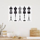  mode mannequins silhouettes poster (Keuken)