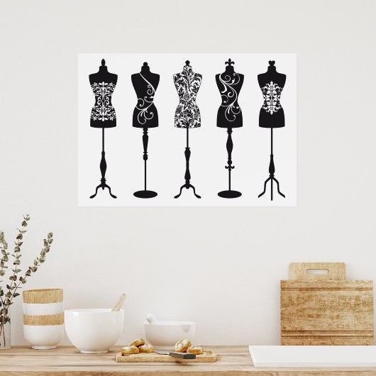  mode mannequins silhouettes poster (Keuken)