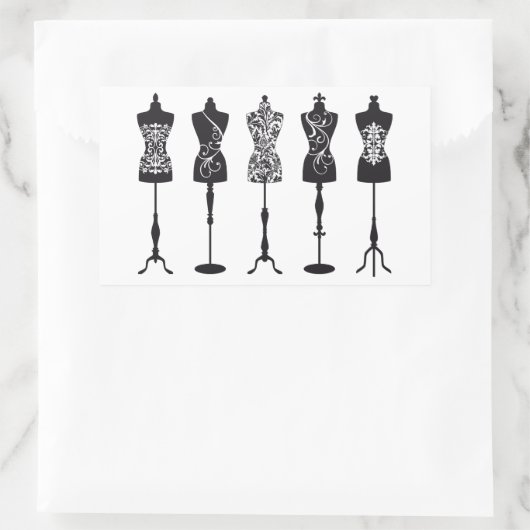  mode mannequins silhouettes rechthoekige sticker (Tas)