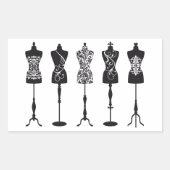  mode mannequins silhouettes rechthoekige sticker (Voorkant)