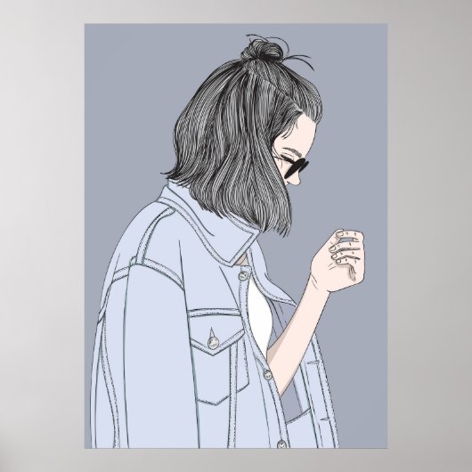 Mode meisje dat moderne kleren draagt poster (Voorkant)