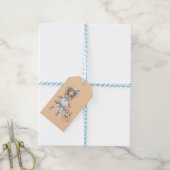 Mode meisje dat wandelt met haar kat cadeaulabel (Met Touw)