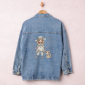 Mode meisje dat wandelt met haar kat denim jacket (Hangar)