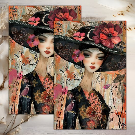  MODE MEISJE DECOUPAGE TISSUEPAPIER