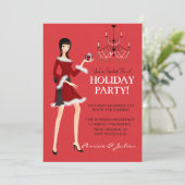 Mode Meisje Glitter Kerst Vakantie Feest Kaart (Staand voorkant)