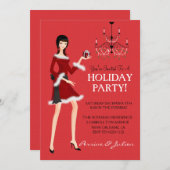 Mode Meisje Glitter Kerst Vakantie Feest Kaart (Voorkant / Achterkant)