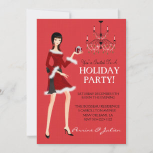 Mode Meisje Glitter Kerst Vakantie Feest Kaart