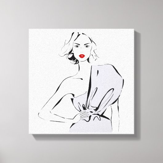 Mode meisje in gedrapeerde jurk canvas afdruk (Voorkant)