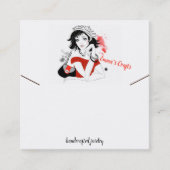 Mode meisje in rood Ketting Vierkante Visitekaartje (Voorkant)