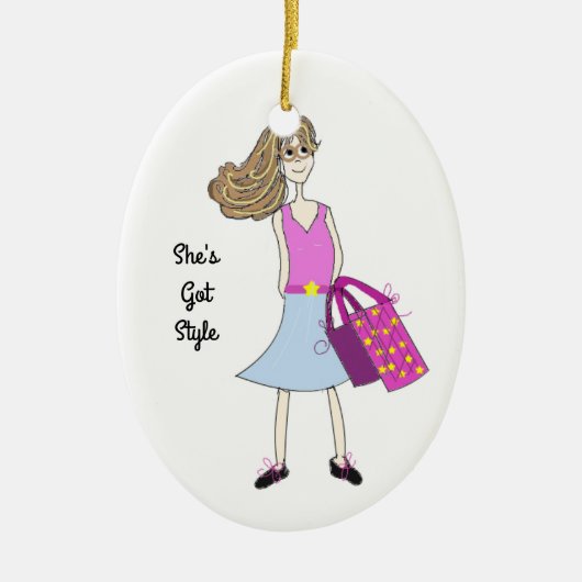 Mode Meisje Keramisch Ornament (Voorkant)