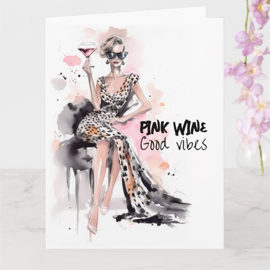 Mode meisje leopard jurk roze waterverf kaart (Orchidee)